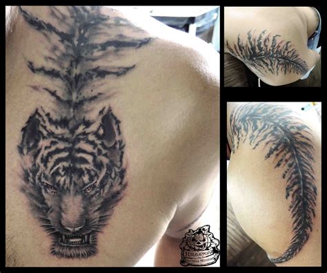 This content is imported from instagram. abstract realism tattoo of tiger stripes along the deltoid ...