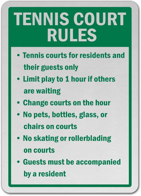 Have you ever had a question about a call or ruling on court? Tennis Court Rules Sign F7749 - by SafetySign.com