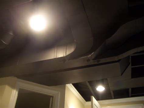 Finishing a basement ceiling ceilingshow to frame around the duct work in basements ceiling ideas basement remodel basement ceiling ideas finished basement ideas how to finish a. Cool Home Creations: Finishing Basement: Black Ceiling