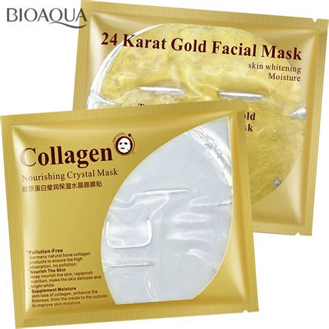 Unfold mask and remove plastic backing. 3PCS 24K Gold Facial Mask + 3PCS Collagen Crystal Face Mask Sheet Whitening Moisturizing Anti ...