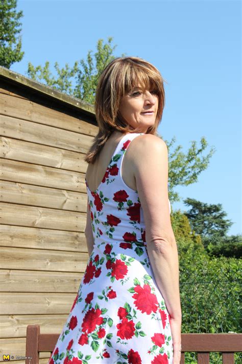 Naughty British housewife playing in her garden