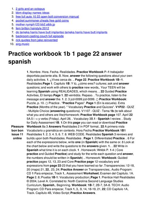 If you don't see any interesting for you, use our search form on bottom ↓. Practice workbook realidades 3 answer key ...