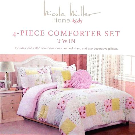 Make sure this fits by entering your model number. Nicole Miller TWIN COMFORTER SET 4pc COTTON FLORAL PINK ...