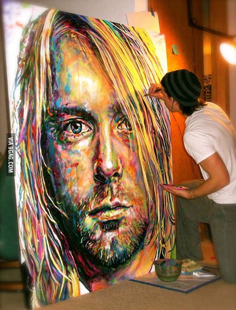 A coat of professional grade art varnish has been applied to optimise the colour and protect the painting from dust… Here's a painting of Kurt Cobain I've been working on ...