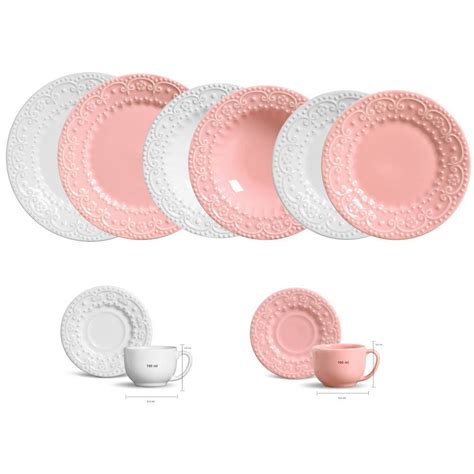 A linha roma, neste aparelho de jantar da porto brasil, traz o clássico com toda a modernidade possível. Aparelho de Jantar Branco e Rosa Porto Brasil Esparta 20 peças