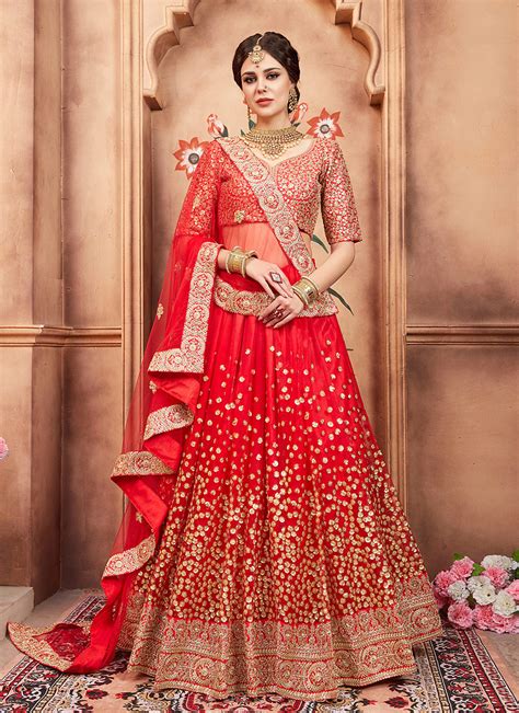 Please msg or whatsapp at 0169179180 for order details. Red and Gold Embroidered Lehenga - Falakenoor Boutique