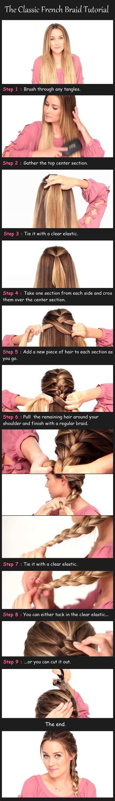 French braided updo everyday hair inspiration. Easy way to French braid your own hair | Haar, Lange ...