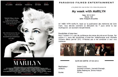 It's hard to think how the actress will not be earning an. My Week With Marilyn. Super Michelle Williams et le plein ...