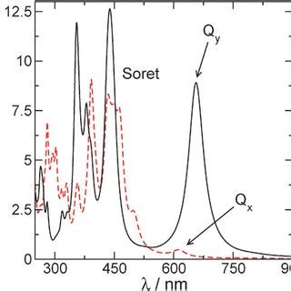 Chlorophyll molecules absorb blue and red wavelengths, as shown by the peaks in the absorption spectra above. Absorption spectra of chlorophyll a for light polarized ...