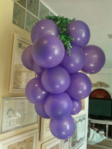 The bottles, apples and the grapes are made of fondant. Grape balloon decorations for a wine themed birthday party ...