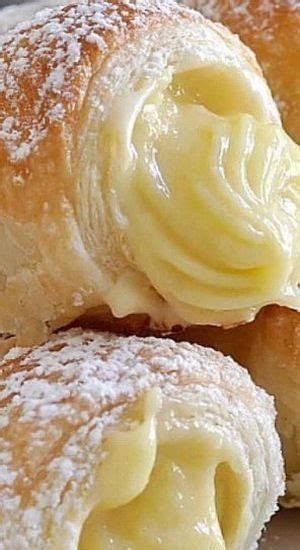 Cut the pastry in three parts, and then each part into four strips. Italian Cream Stuffed Cannoncini (Puff Pastry Horns ...