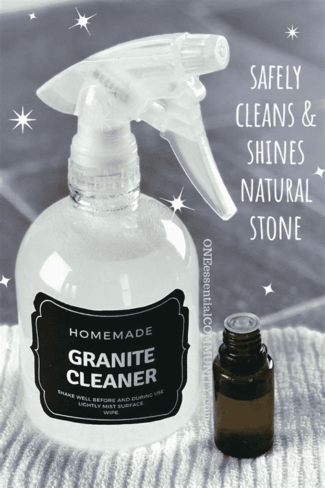 The 15 drops of essential oils are optional here, however, they add such a pleasing natural scent! DIY Granite Cleaner (made with essential oils) - One ...