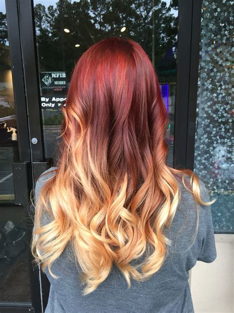 Red ombre short hair pinterest. Red fire ombre hair | Fire ombre hair, Red blonde hair ...