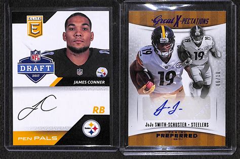 Arizona cardinals atlanta falcons baltimore ravens buffalo bills carolina panthers chicago bears cincinnati bengals cleveland browns dallas cowboys denver broncos detroit lions green bay packers houston texans indianapolis colts jacksonville jaguars kansas city chiefs. Lot Detail - James Conner & Juju Smith Schuster Autograph Rookie Cards