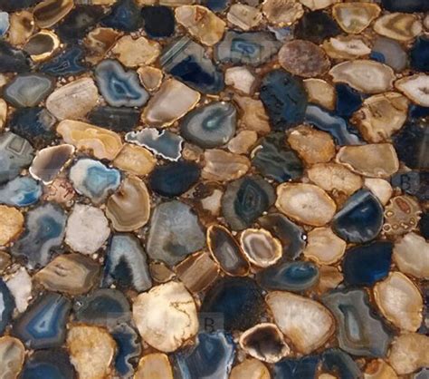 Polished marble tile,laminated marble panel Blue Mix Agate translucent precious stone tiles slabs ...