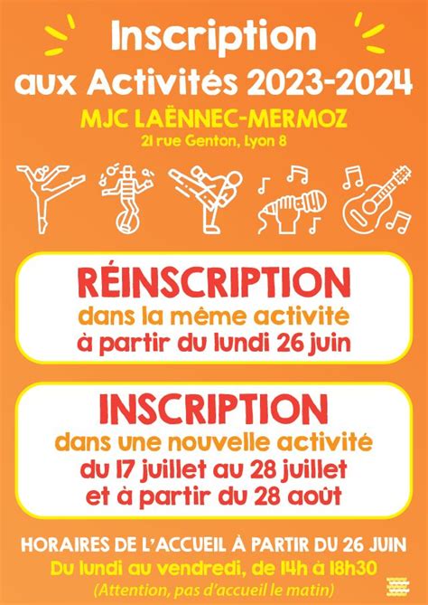 Dates des inscriptions aux activités 2023-2024 – www.mjclaennecmermoz.fr