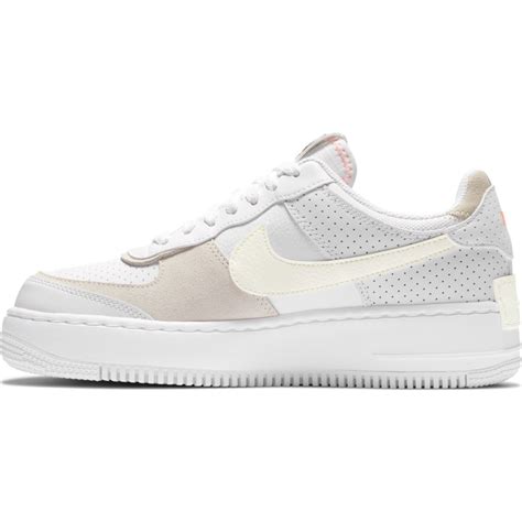 Gel air force 1 shadow silhouette leather upper perforated toe box nike patch on collar nike swoosh on side panel embroidered nike logo on heel rubberized nike patch on sole unit flat cotton laces nike air sole unit rubber outsole style: Nike Air Force 1 Shadow white/sail-stone-atomic pink ...