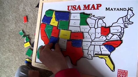 Study the map closely before the pieces fall away. 2 Yr Old Completed USA Map Puzzle || Melissa & Doug Wooden ...