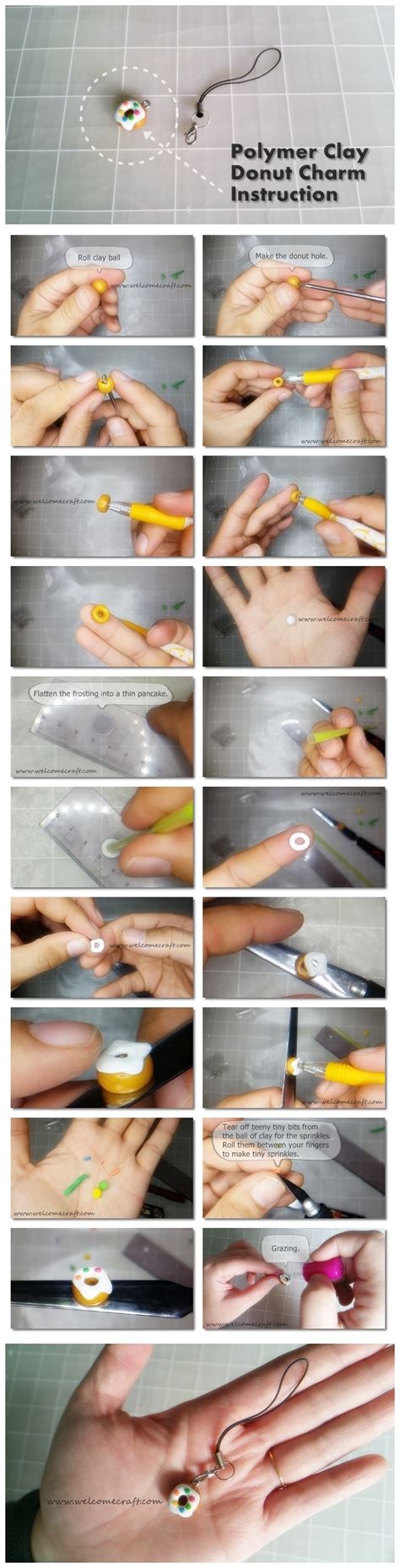 See here i put 24 donuts in one tray because of fryer fits. How to make polymer clay donut charm DIY step by step ...
