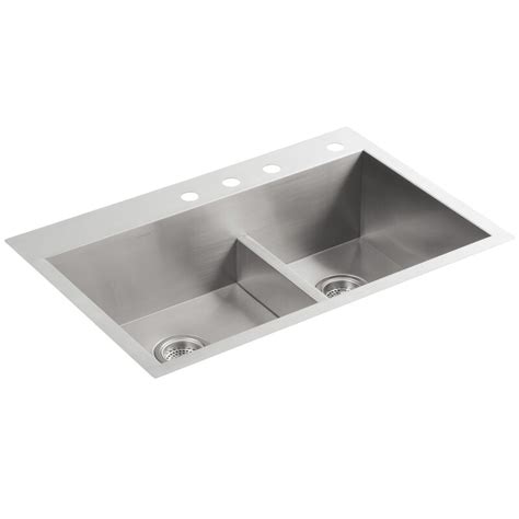Kitchen sink left to right length (in.) 33. K-3839-4-NA Kohler Vault 33" L x 22" W Drop-In Kitchen ...