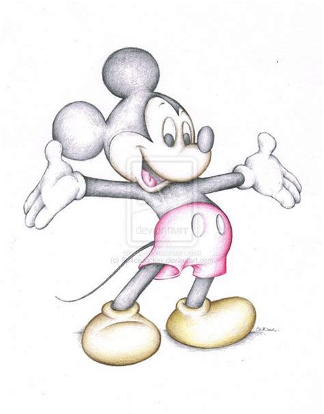Mickey Mouse Disney Cartoon Art Colour Pencil Drawing High ...