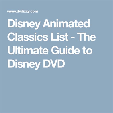This is a list of films produced and distributed by the u.s. Disney Animated Classics List - The Ultimate Guide to ...