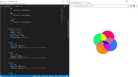 Just draw some circles in illustrator and then import to after effects to adjust effects and export to a mov video file. Rotating Circle animation using CSS3 ( using css mix-blend-mode, No JS) - YouTube