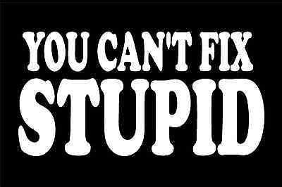 Can't fix stupid definition / meaning should not be considered complete, up to date, and is not intended to be used in place of a visit, consultation, or advice of a legal, medical, or any other professional. Details about You Can't Fix Stupid Decal Funny Saying car truck window vinyl sticker graphic ...