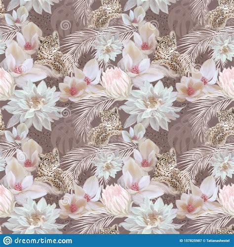 Everyone will agree that floral patterns are one of the top pattern design themes. Tropical Floral Seamless Pattern. Wild Animal Leopard On ...