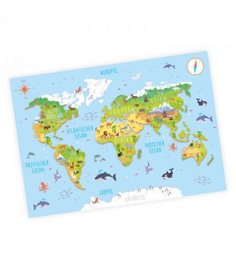 N°1 des fournitures scolaires / nastami poster weltkarte din a3, weltkarte aquarell, world map watercolor poster ganzes weltkarte din a3. bezaubernde Kinder Weltkarte 3D