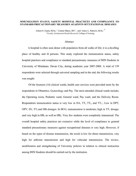 An abstract lets readers get the gist or essence of your paper or article quickly, in order to decide an abstract is a short summary of your (published or unpublished) research paper, usually about a paragraph (c. St Joseph Hospital: Research Papers