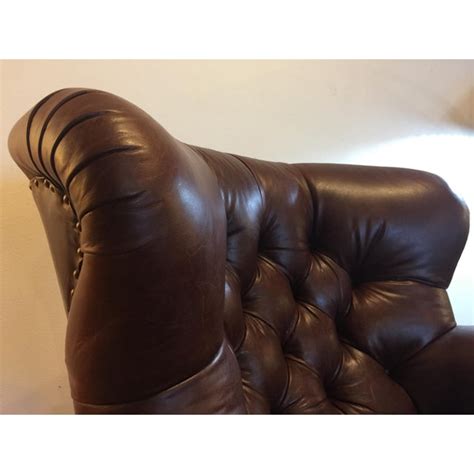 27 w x 32 d x 16 h condition: Ralph Lauren Leather Writer's Chair | Chairish