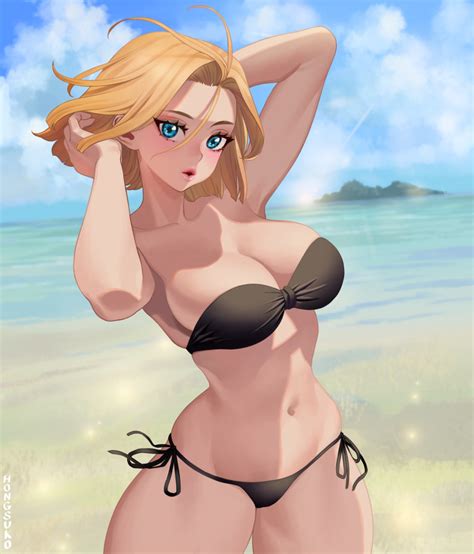 The european super league and the power of fans. Rule 34 - android 18 beach big breasts bikini blonde hair ...