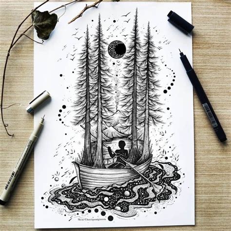 See more ideas about creepy drawings, drawings, art sketches. Fantasy and Surreal Ink Illustrations in 2020 | Ink ...