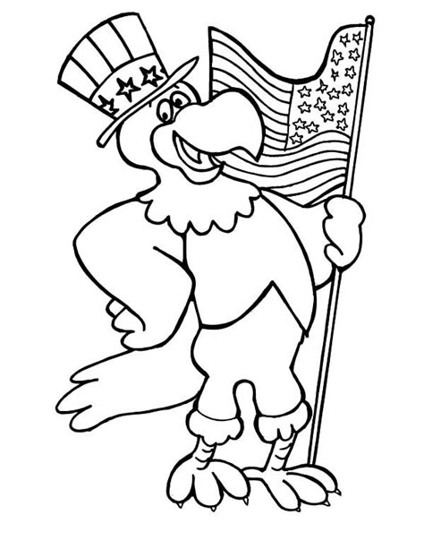 United states bald eagle coloring page. US Flag Day coloring page with eagle holding the flag of ...