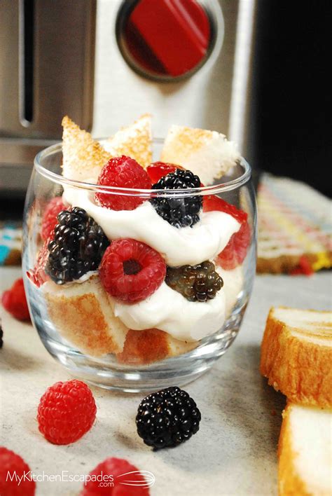This keto angel food cake may just be one of my most exciting recipes, because not only does it really feel like angel food cake, it's now people are looking for grain free, sugar free dessert recipes either for their diet, a new healthier way of eating, or because they. Toasted Angel Food Cake Parfaits with Berries - Light & Healthy | Recipe | Cake recipes, Dessert ...