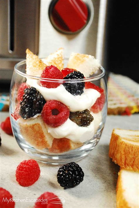 I've published angel food cupcakes and a super fun sprinkle angel food cake on my blog, but now it's time visit where both originate: Toasted Angel Food Cake Parfaits with Berries - Light ...