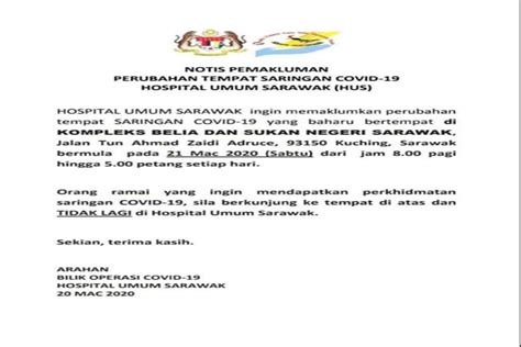 27, lorong tun ahmad zaidi adruce 26, 93000 kuching, sarawak, malaisia. Tempat saringan Sarawak akan berpindah di Kompleks Belia ...