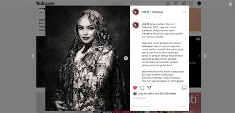 Siti mengumumkan hamil 4 bulan di instagram pribadinya lewat maternoity shoot elegan. Senangnya Siti Nurhaliza Hamil Anak Kedua - Wartabanjar
