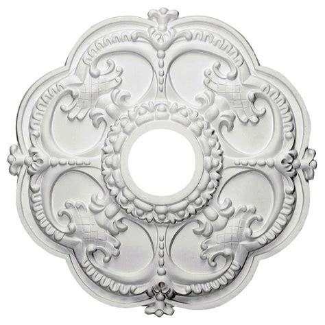 Finished in a softened silver with a light wash of gold, our champagne silver medallion features a recessed center panel with slightly raised floral pattern detail, offering a luxurious finish in a stylish design. Ekena Millwork 18 in. O.D. x 3-1/2 in. I.D. x 1-1/2 in. P ...
