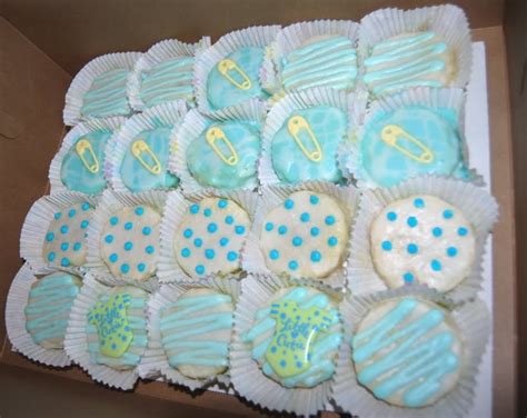 Petit fours with assorted baby sugars on top. baked by ash: Baby Shower Petit Fours