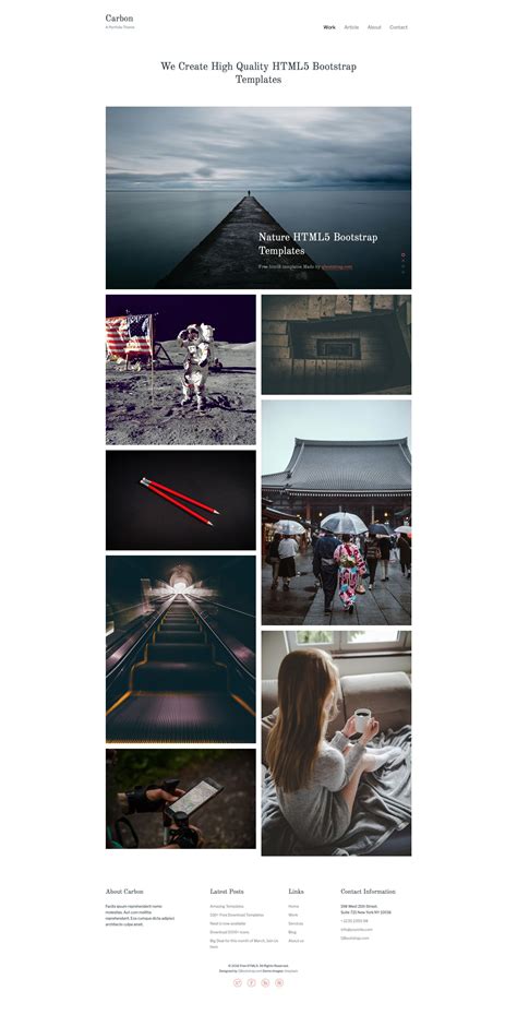 It allows developers to implement complex elements such as video background, parallax. Carbon Free responsive HTML5 Bootstrap masonry template ...