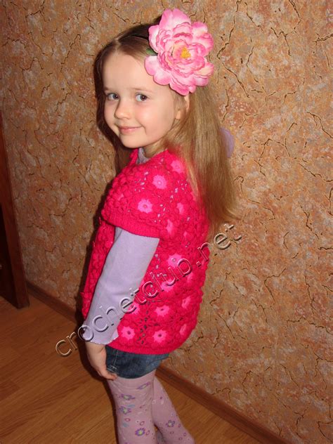 Цветочная жилетка для девочки - Вязание Крючком. Блог Настика
