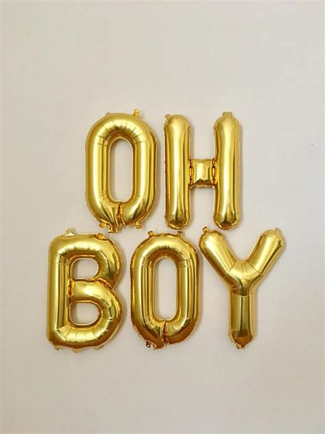 Oh Boy Gold Letter Balloons Baby Shower Balloons Oh Baby | Gold letter balloons, Letter balloons ...