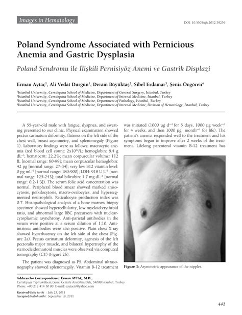Poland syndrome is a rare congenital condition characterized by deformity in the chest wall. Poland Syndrome Associated with Pernicious Anemia and ...