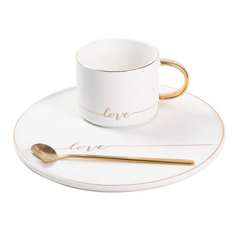 Shop wayfair for all the best spoon mugs & teacups. Porcelain Coffee Mug, Tea Cup with Saucer and Golden Spoon ...