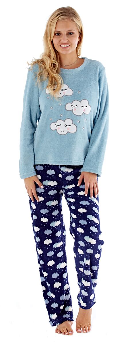 Élégante même la nuit ! Pour Femme Doux Polaire Pyjama Lounge Set twosie Chaud ...