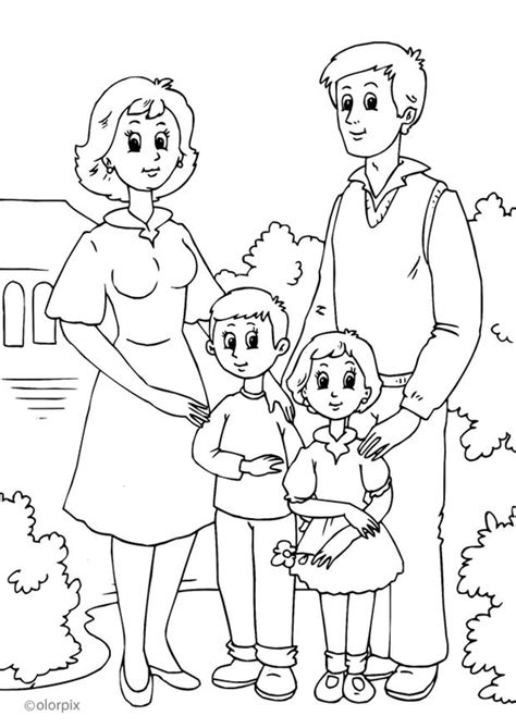 En la primera imagen podemos ver una familia de 5 integrantes, en donde están ambos padres y 3 hijos, de los cuales uno es un bebé. Dibujo para colorear 1. familia - Img 25989