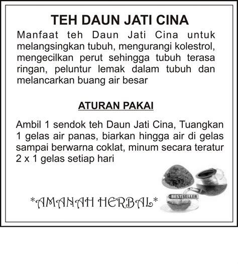 Dengan mengkonsumi teh jati cina secara teratur akan membantu menghilangkan berat badan yang berlebih, karena teh. Teh Daun Jati Cina Asli SUPER DUPER PELANGSING ...