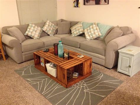 Carbondale corrugated coffee table trunk. Livingston Way: DIY Wine Crate Coffee Table